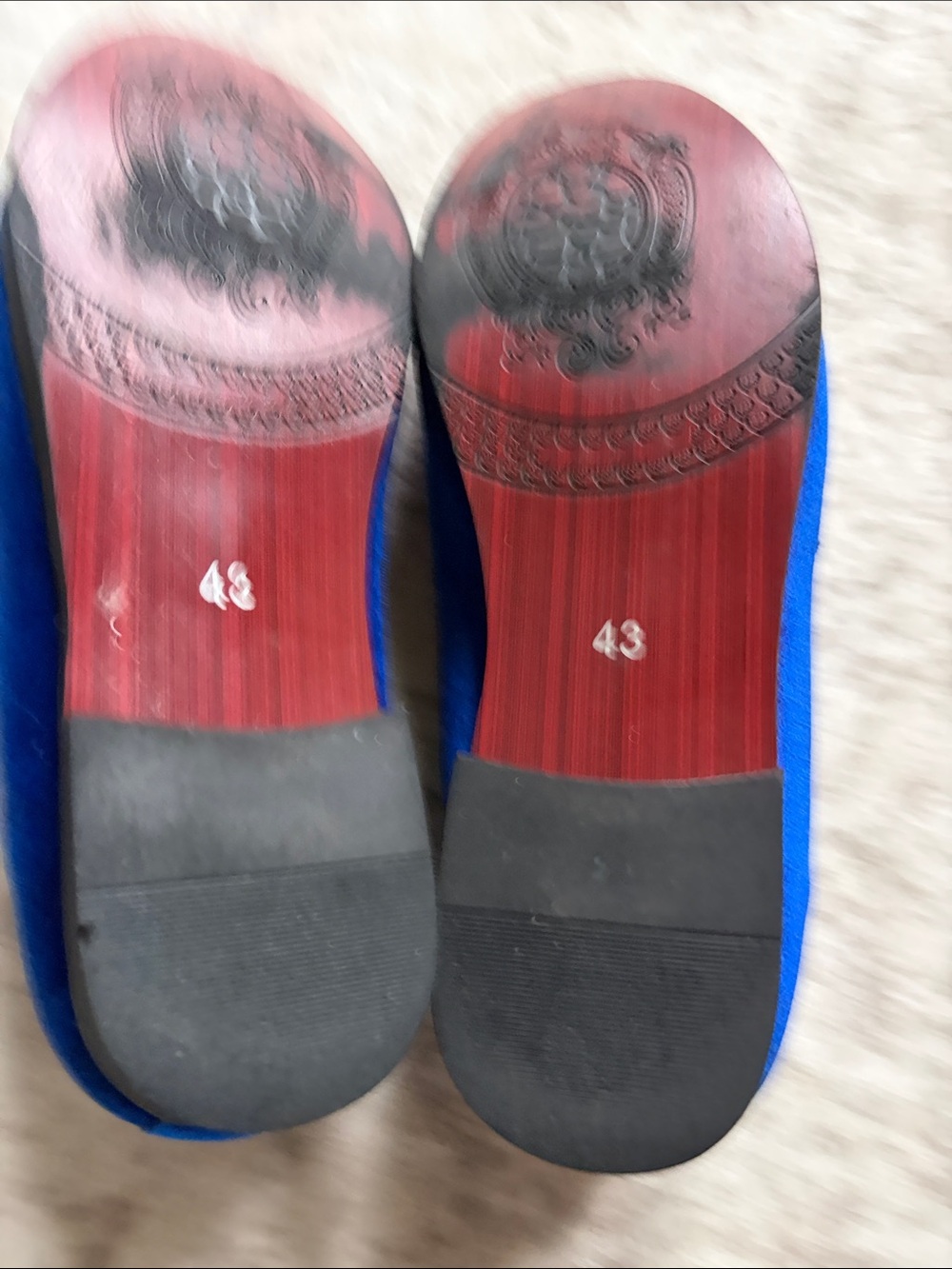 Royal Blue Velvet Loafers with Gold Embroidery wasp size 43 9.5/10 - Picture 7 of 9